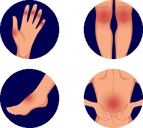 Поражение артритом коленей, голеностопа, пальцев