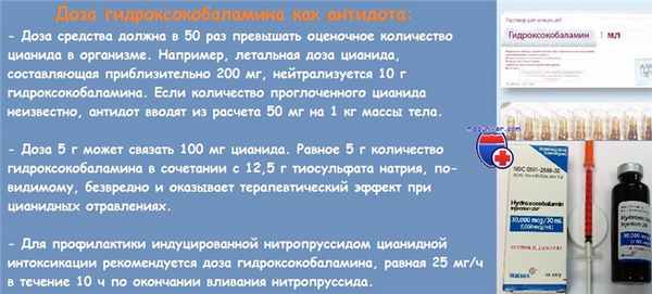 Гидроксокобаламин как антидот