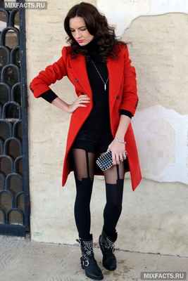 С чем носить колготки с имитацией чулок? 