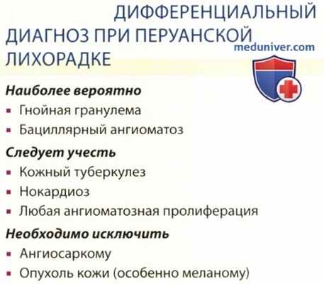 Дифференциальная диагностика болезни Карриона (перуанской бородавки)