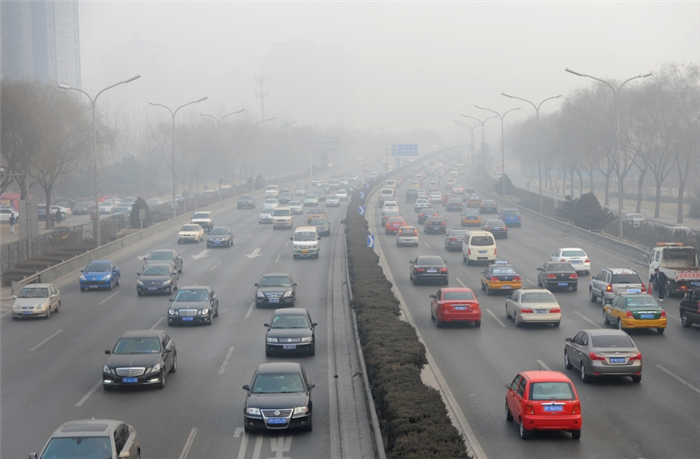 A traffic jam in Beijing.