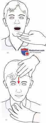 Пальпация височно-нижнечелюстного сустава спереди