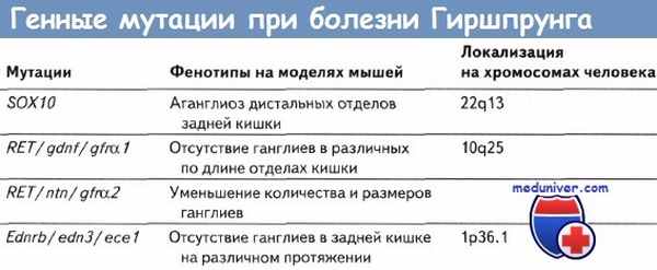 Генные мутации при болезни Гиршпрунга