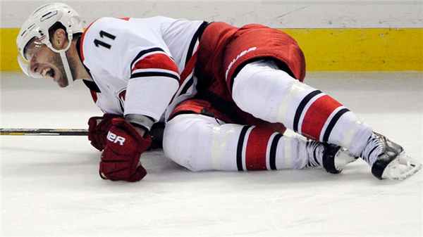 Травма колена в хоккее.