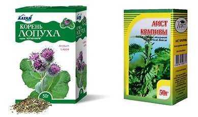 Maska iz lopukha i krapivy