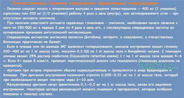 Лечение отравления сердечными гликозидами