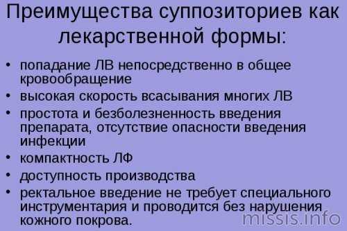Основные преимущества суппозиториев