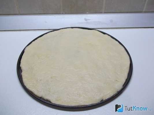 Тесто выложено в форму для запекания