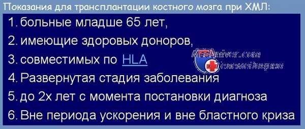 Трансплантация костного мозга при хроническом миелолейкозе