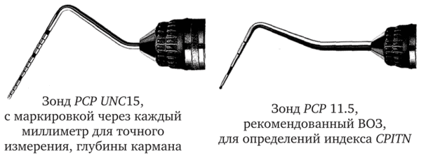 Односторонний пародонтальный зонд с расположением рабочей части под углом 60° к ручке [15]