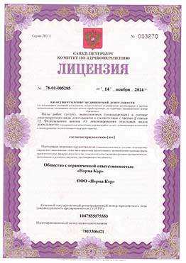 Скан лицензии на медицинскую деятельность, титул