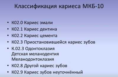Классификация кариеса по системе ВОЗ