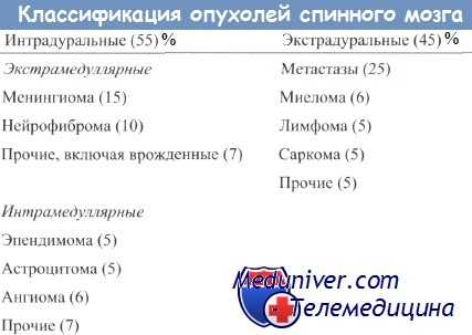 Классификация опухолей спинного мозга