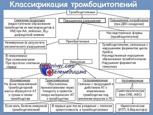 Классификация тромбоцитопении