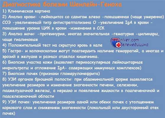 Диагностика болезни Шенлейн-Геноха