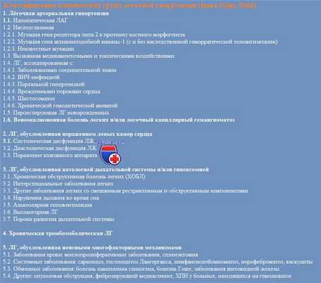 Классификация легочной гипертензии