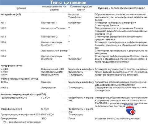 Типы цитокинов