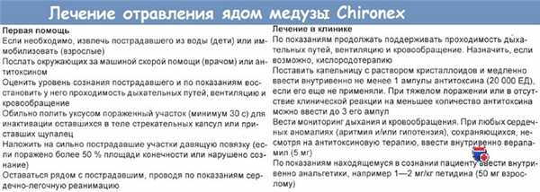 Лечение отравления ядом медуз