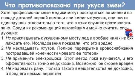 Что противопоказано при укусе змеи?