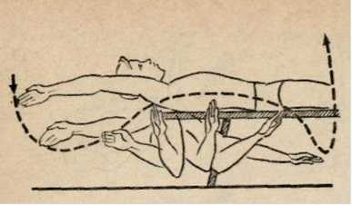 Упражнение на суше для отработки техники рук при плавании кролем на спине