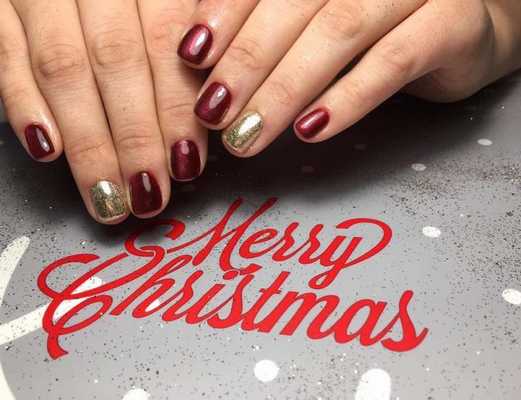 красно-золотой маникюр