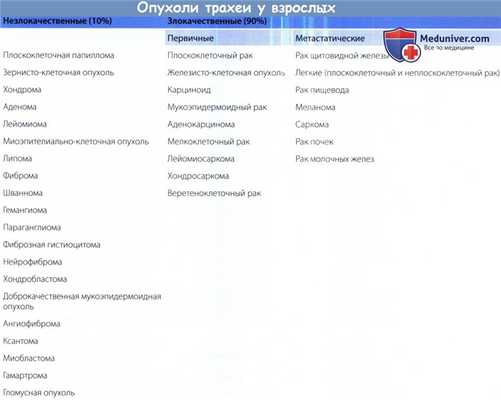 Опухоли трахе у взрослых