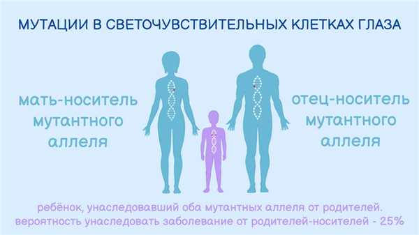 Схема аутосомно-рецессивного типа наследования врожденного амавроза Лебера