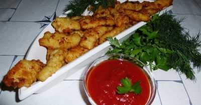 Кальмары в панировочных сухарях