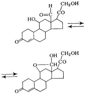 Рис. 1. Структурная формула альдостерона и переход его в полуацеталь