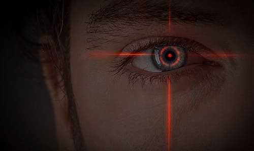 Освещение глаза лазерным пучком
