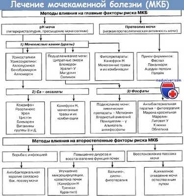 Схема лечения мочекаменной болезни - нефролитиаза