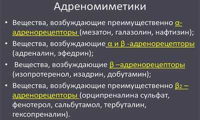 Адреномиметики: классификация препаратов