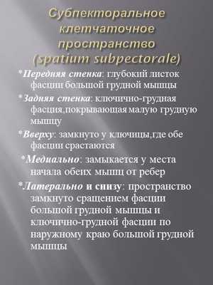 Субпекторальное клетчаточное пространство (spatium subpectorale)*Передняя сте. 