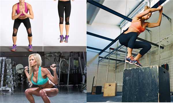 Приседания, прыжки из полусидячего положения, запрыгивание на возвышенность