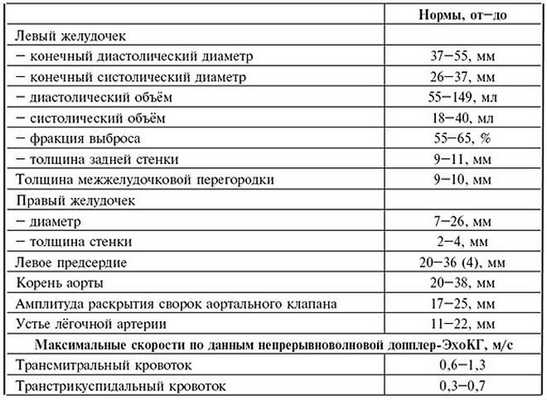 Параметры работы сердца и движения кровотока в норме