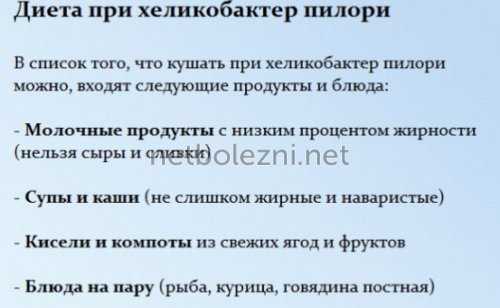 Диета при хеликобактер