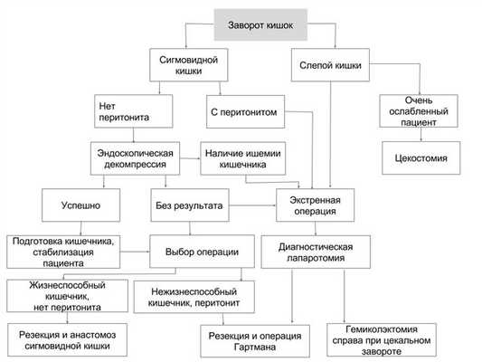 Выбор метода лечения при завороте кишок